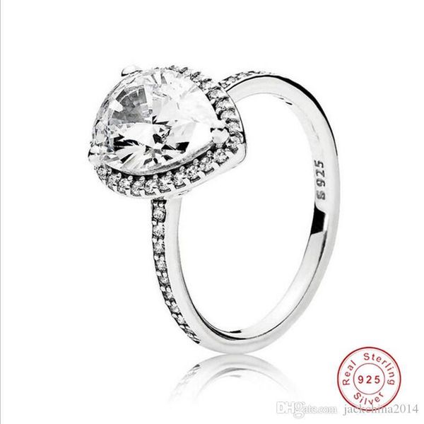 

vintage fashion jewelry real 100% 925 sterling silver never fade pear cut 5a cubic zircon eternity ring party women wedding band rings gift, Slivery;golden