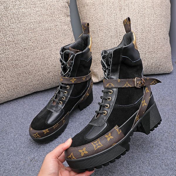 

short boots female british wind 2019 new autumn single boots thick bottom with net red thin skinny boots handsome martin boot, Black