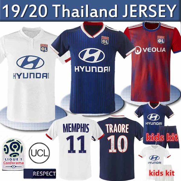 

19 20 thailand olympique lyonnais jersey memphis 2019 2020 ol lyon soccer jerseys traore fekir men kid football shirts maillot de foot, Black;yellow