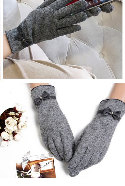 

gloves for women winter warm touch screen spring and autumn winter korean edition students lovely add plush add thick gloves for beauty, Blue;gray