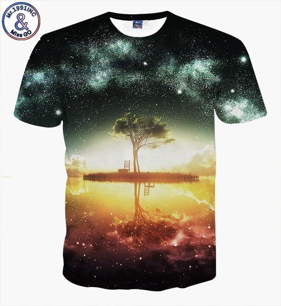 

дизайнерские мужские рубашки 3dt по сумерках звездное дерево цифровой печать с коротким футболки мужчин и женщин пары короткий рукав абстрак, White;black