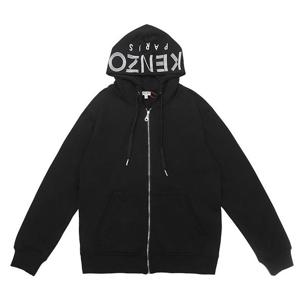 

19 autumn winter new men's and women's sweater jacket round neck cotton fabric zipper hooded panel embroidery high density technol, Black