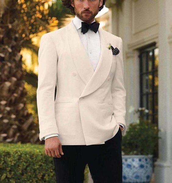 

shawl collar wedding men suits slim fit 3 pieces (jacket +pants+bow tie) custom made for wedding groom tuxedos formal suits, White;black