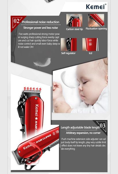 

kemei professional barber hair clipper electric cordless hair beard trimmer led hair clippers hairdressers