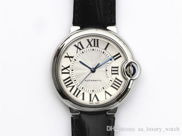 

v9cr- montre de luxe with the original 076 movement package 18k gold watch case crocodile leather + the original steel belt mens watches, Slivery;brown