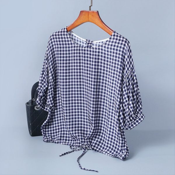 

lace and t- silk plaid silk t-shirt female temperament printing irregular shirt female 2029 boutique women's dress, White