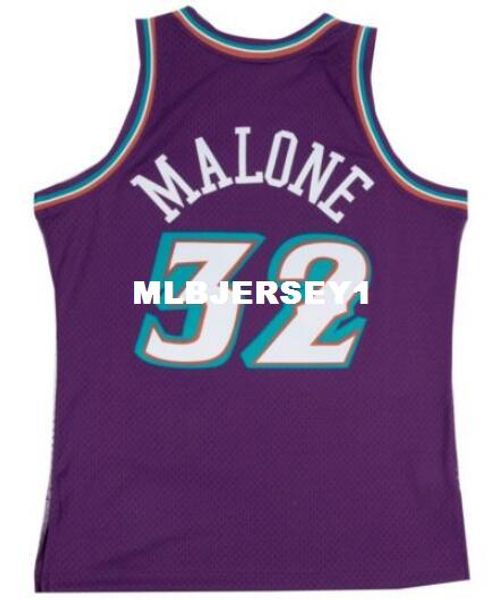

karl malone #32 sewn retro vintage jersey mens vest stitched basketball jerseys ncaa, Black;blue