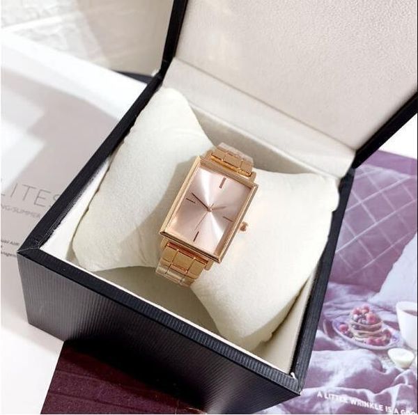 

new fashion luxury ladies rectangle watch women steel strap strap business casual elegant quartz watch women, Slivery;brown