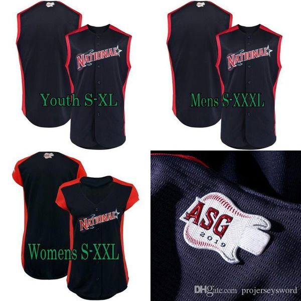 

National League 2019 All Star Game Jersey 1 Ozzie Albies 5 Freddie Freeman 9 Javier Baez 3 Bryce Harper 19 Charlie Blackmon Baseball Jerseys