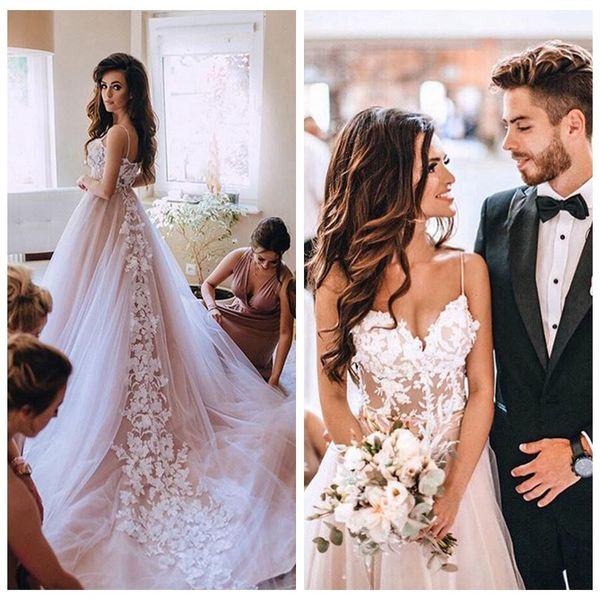 Discount Bohemian Country Wedding Dresses With Sexy Spaghetti