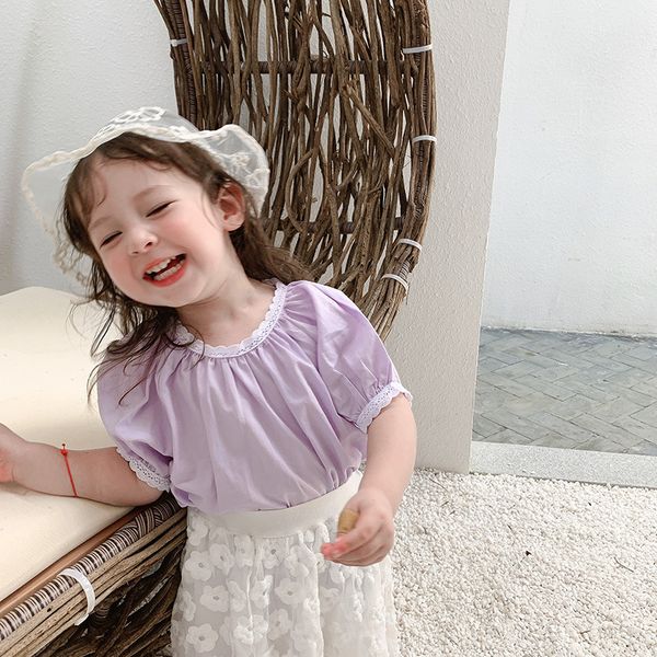 

2020 korea style baby girls shirt summer fashion kids girls blouse 1-7 years, White;black