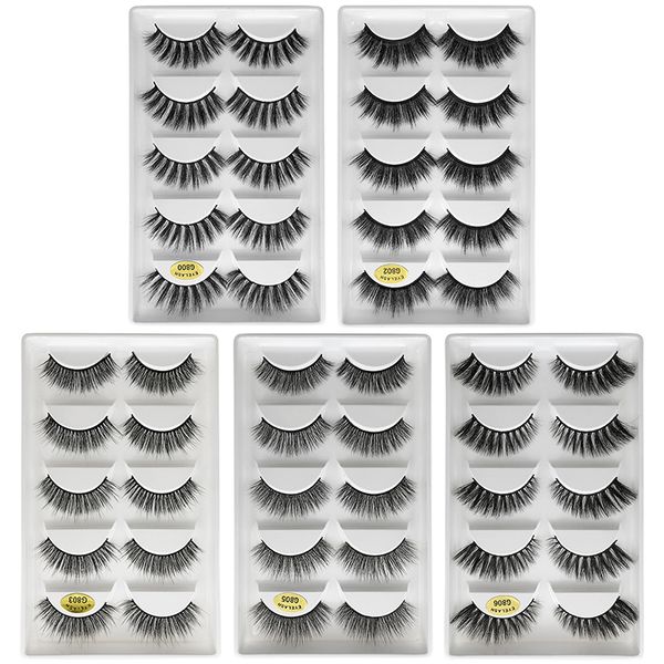 

mayshikou 3d 5pairs faux mink false eyelashes natural long style handmade lashes-extension fake eyelash synthetic hair