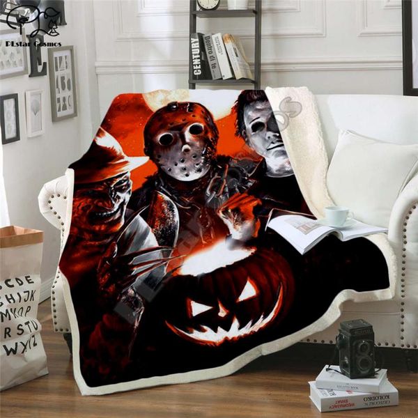 

plstar cosmos halloween fleece blanket horror movie scream team zombie brid blanket 3d print sherpa on bed home style-1