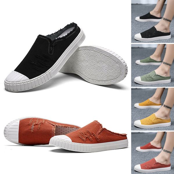 

2019 newly men casual canvas shoes slip on sneakers breathable lazy drive outdoor shoes c55, Black
