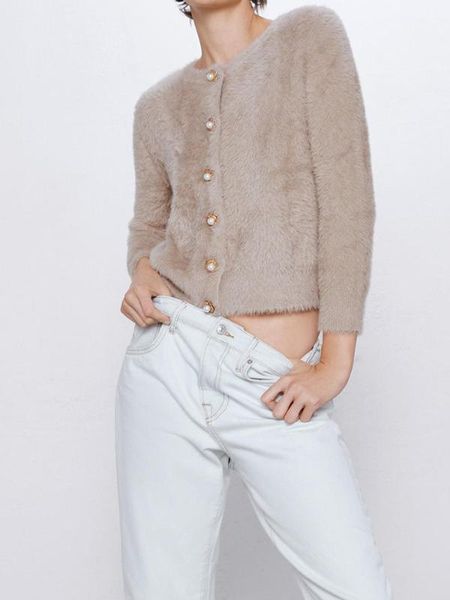 

new velvet knitted cardigan female short sweater jacket women long sleeve jumper sweaters warm cardigan women, White