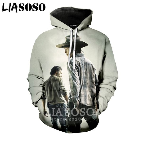 

liasoso 2019 зима новый мужчины женщины толстовка 3d печать тв драма толстовка с длинным рукавом harajuku пуловер b164-10, Black