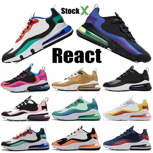 

270og react bauhaus triple black men designer shoes heavy meta electro green geometric art hyper jade mesh womens running sneakers trainers, White;red