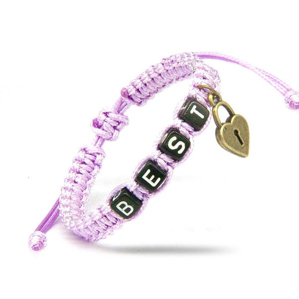 

2pcs/pair two colors couple bracelets purple lock and friends key rope chain lovers gift handmade boyfriend charm bracelets, Golden;silver