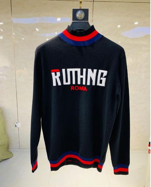 

роскошный дизайнерский свитер мужчины 2020 бренд мода пуловер свитер мужской o-образным вырезом полоса slim fit вязание мужские свитера чело, White;black