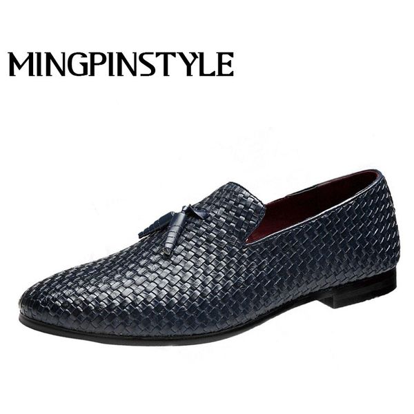

high-quality 2019 new casual fashion tassels mens leather shoes male slip on breathable brogue shoes big size 38-48 a057, Black