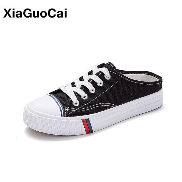 

spring summer woman casual shoes lace up female canvas shoes no heel lazy footwear for girls plimsolls classic high quality, Black