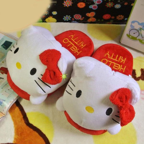 

winter woman shoes cartoon animal slippers plush sandals flat warm flip-flops hello kitty home shoes indoor slides unicorn, Black