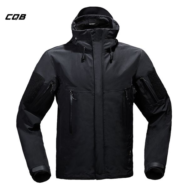 

cqb outdoor sports camping tactical winter softshell men's jacket for fishing hunting clothes waterproof ski coat, Blue;black