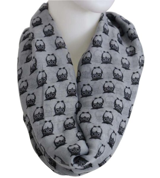 

2018 new arrival lovely grey bird owl print scarves infinity scarf for woman lady, Blue;gray