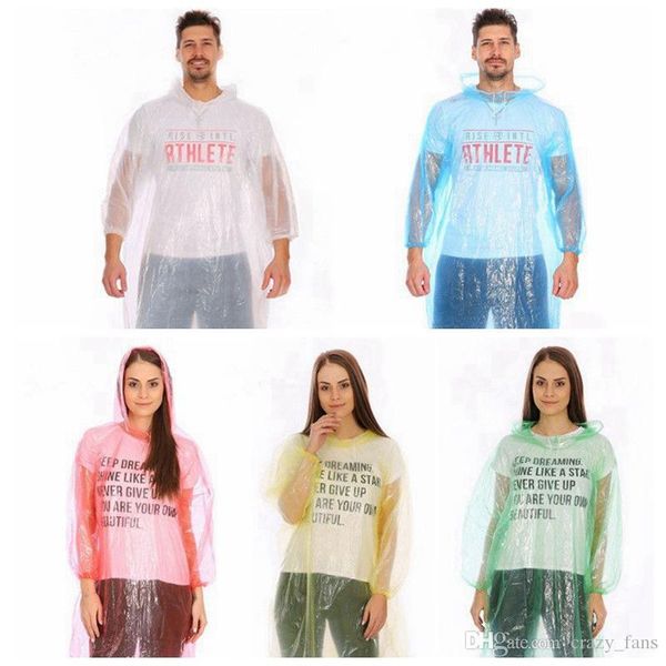 

one-time pe raincoat emergency disposable rain ponchos with hoods and elastic sleeve ends rainwear travel rain coat rain wear for outdoor ac