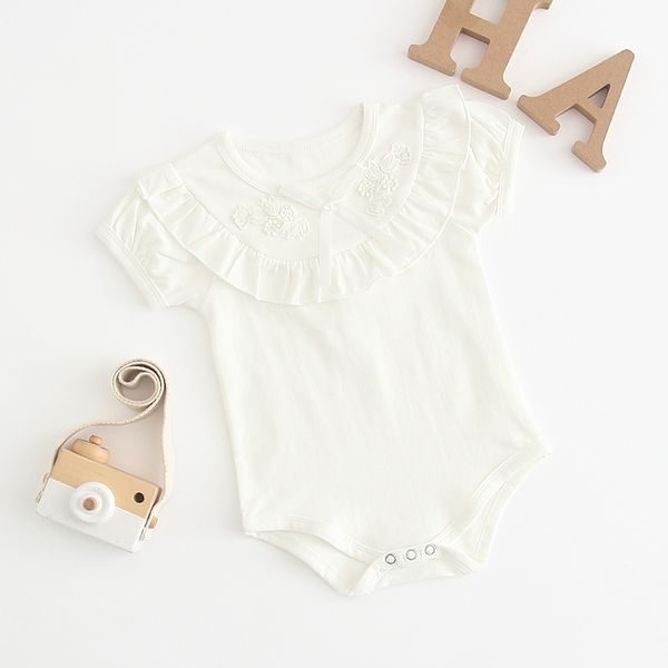 

Baby kids Designer Clothes climbing romper Lace Flower Round Collar Short Sleeve romper 100% cotton girl kids romper kids rompers 0-2T