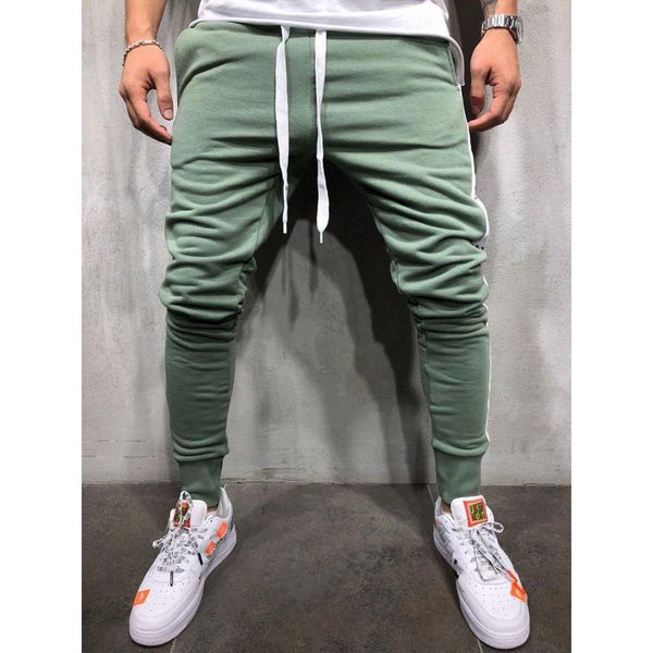 

men casual letter long pants slim fit striped cotton trousers, Black