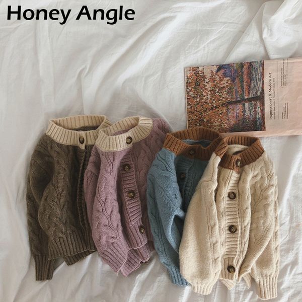 

honey angle spring autumn girl sweater knit long sleeve kids cardigan cute cotton baby girl outerwear korean toddler clothes, Blue