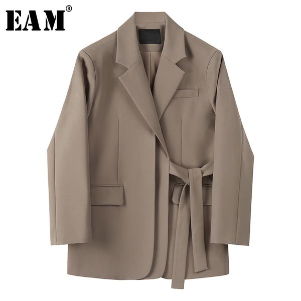 

eam] женщины bandaeg split joint большой размер blazer новые нагрудные длинным рукавом сыпучие fit способа куртки tide весна осень 2020 1x1, White;black