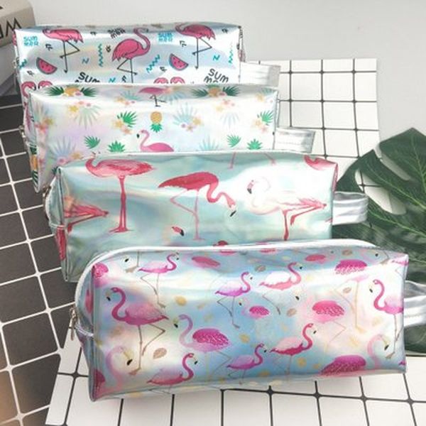 

1pcs flamingo pencil pouch pencil case stationery student pen case zipper kawaii bag novelty cute korean bag school supplies