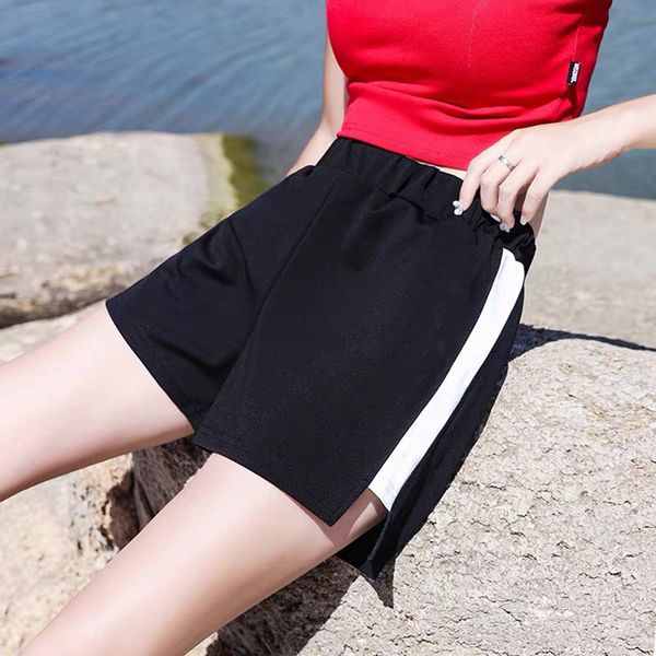 

running shorts runing short harajuku sweet loose striped elastic waist women womens pockets summer korean style ladies, Black;blue