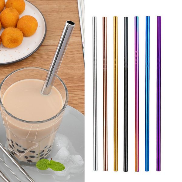 

50pcs reusable drinking straws 304 stainless steel metal straight straws 215mm