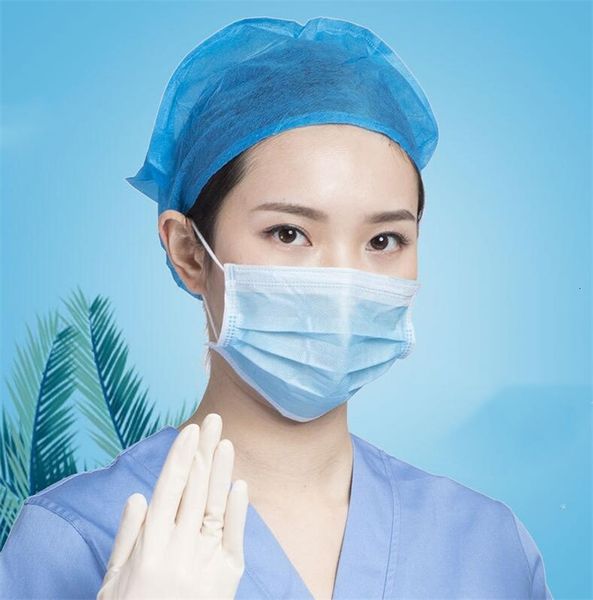 

dhl ship stock shipping 50 1pcs set non woven 3 layers earloop dust blue mask face masks sjg1