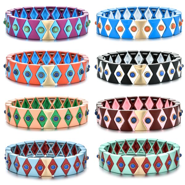 

lucky eye braided colorful eye bracelet enamel tile bracelet for women girl jewelry gifts adjustable 2019 hot, Golden;silver