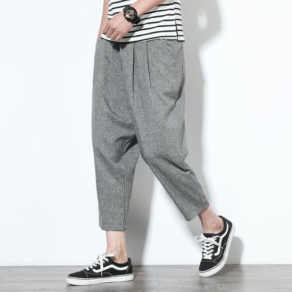 

brand casual harem pants men jogger pants men fitness trousers male chinese traditional harajuku 2020 summer clothe, Black
