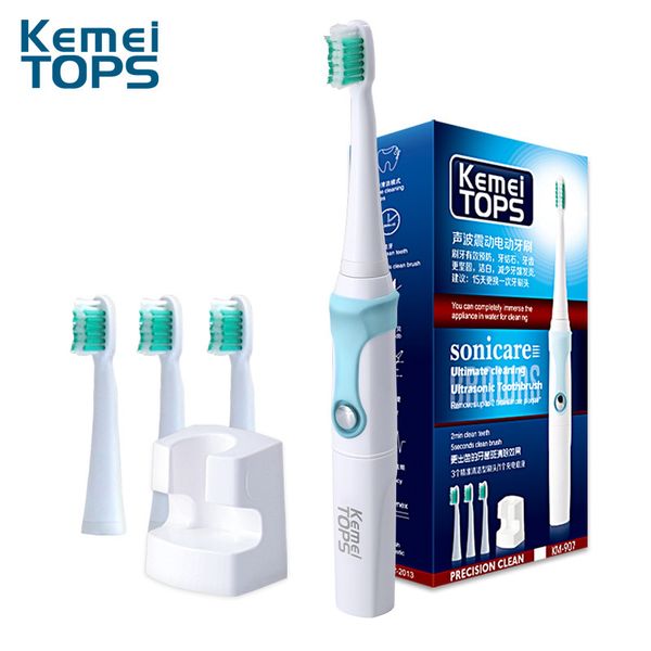 

kemei sonic electric toothbrush with 3 brush heads rechargeable electric toothbrush waterproof tooth brush charging base 35