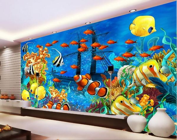 

3d wallpaper custom p ocean world tropical fish aquarium tv background living room home decor 3d wall muals wall paper for walls 3 d