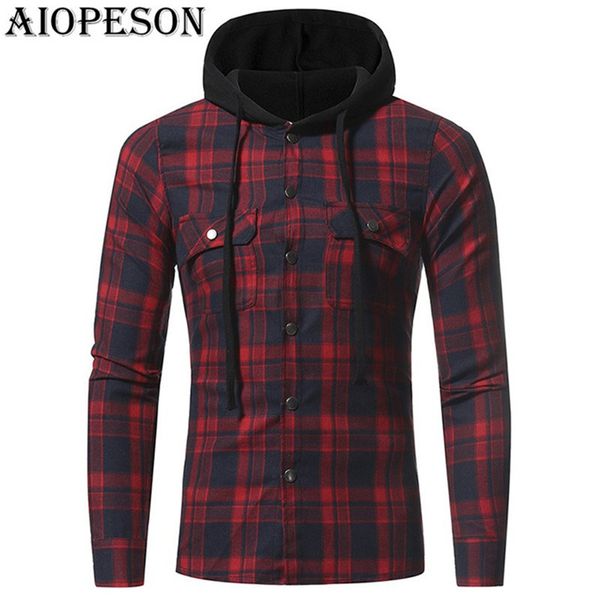 

aiopeson 2018 new spring fashion mens hoodies casual plaid hooded long sleeve sweatshirts brand gothic hoodies men plus m-3xl, Black