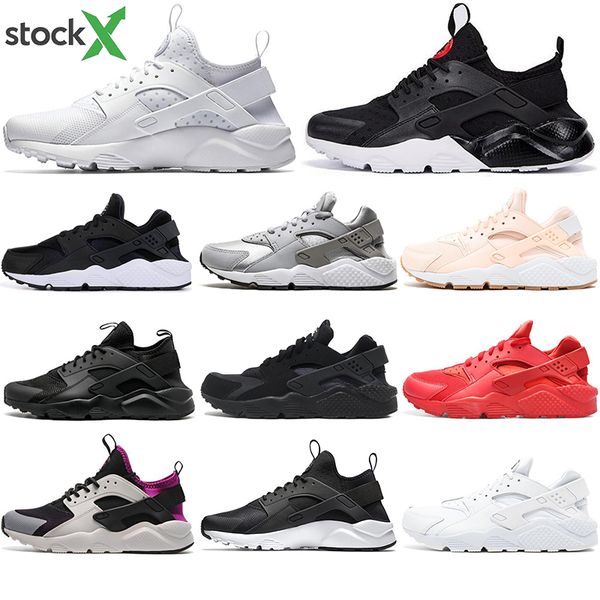 

бесплатный носок stock x 2020 качество кроссовки дизайнер huarache 1.0 4.0 тренеры тройной черный белый oreo топ мода спортивные кроссовки