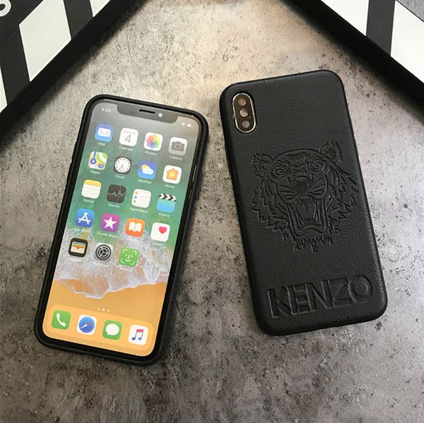 

luxury leather phone case for iphonexsmax xr xs/x 7plus/8plus 7/8 fashion tiger head stamping designer protective brand rear cover wholesale