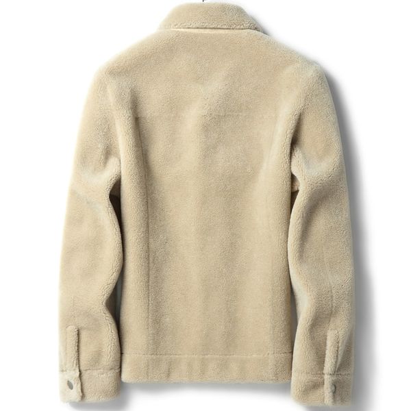 

100% wool real sheep shearling coat autumn winter jacket men lamb fur short coats leather jackets chaqueta hombre y1845, Black