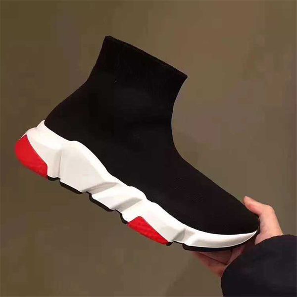 

ins brand women boots slip on autumn winter shoes woman casual ankle sock booties plus size 44 botas mujer invierno 2019, Black