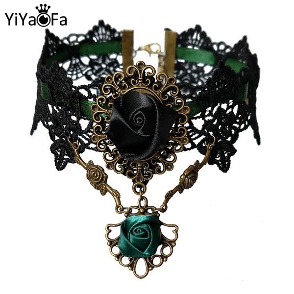 

yiyaofa false collar vintage choker necklace handmade lace necklace pendant for women accessories lady party jewelry gn-127, Golden;silver