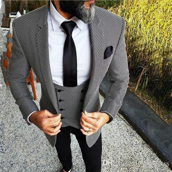 

handsome one button groomsmen notch lapel groom tuxedos mens wedding dress man jacket blazer prom dinner suits (jacket+pants+tie+vest) w28, Black;gray