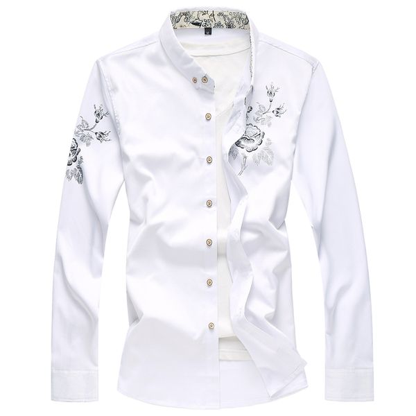 

12 colors) men flower shirt long sleeve casual shirt mens large size 7xl autumn new shirts 2020 camisa masculina, White;black