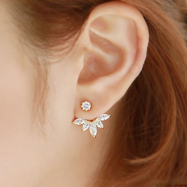 

1pair fashion earrings for women crystal rhinestone ear flower earrings jewelry aretes de mujer, Silver